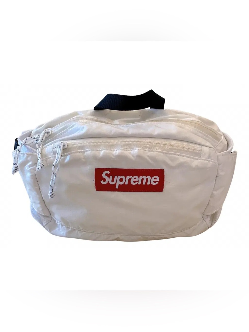Supreme White Waist Bag with Red Logo Patch